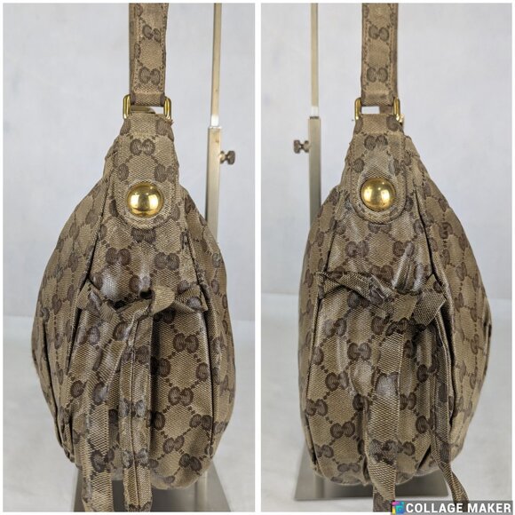 Authentic GUCCI Beige/Ebony Crystal Web Stripe Small Shoulder Bag Made in Italy - Picture 7 of 15